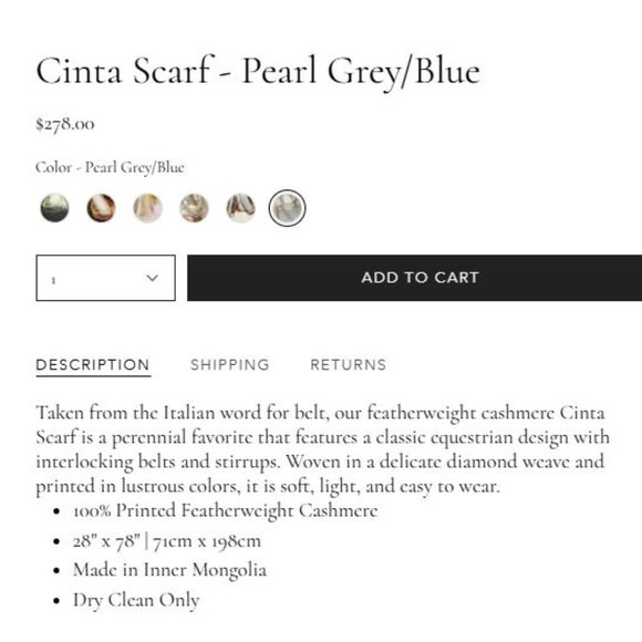 Cinta Featherweight Italian Cashmere Scarf Equestrian - Picture 2 of 16